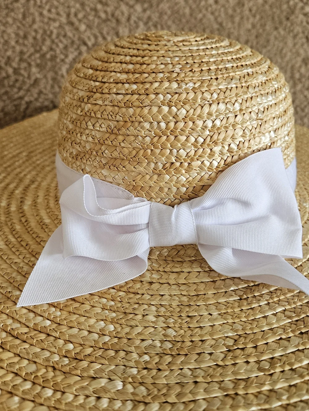 Janie and Jack Natural Straw Sun Hat with White Bow